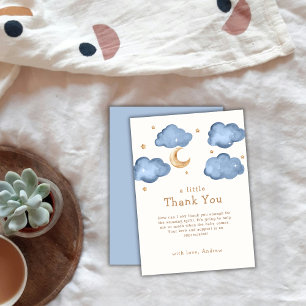 Carte De Remerciements Cute Blue Moon Stars Twinkle Twinkle Baby shower