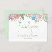 Carte De Remerciements Cute Boho Fleur sauvage Aquarelle peinte à la main (Devant / Derrière)