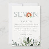 Carte De Remerciements Cute Boho Lion Foliage 7ème anniversaire (Devant)