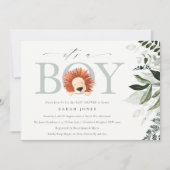 Carte De Remerciements Cute Boho Lion Foliage C'est Boy Baby shower Invit (Devant)