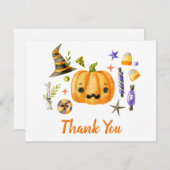 Carte De Remerciements Cute Boo Citrouille Spooktacular Halloween Bash Pa (Devant / Derrière)