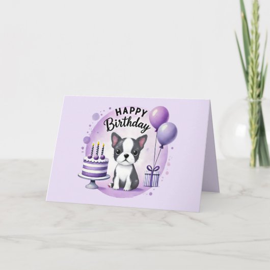 Carte De Remerciements Cute Boston Terrier Birthday Card  (Devant)