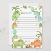Carte De Remerciements Cute  Boy Dinosaur Time Capsule Note Message Card (Devant)