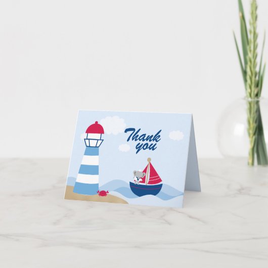 Carte De Remerciements Cute boy elephant sailor thank you folded card (Devant)