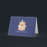 Carte De Remerciements Cute Brown Birthday Bear<br><div class="desc">Cartes d'anniversaire adorables ou notes de remerciement pour fête d'anniversaire avec une illustration charmante d'un ours brun sur fond bleu marine.</div>