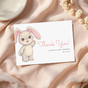 Carte De Remerciements Cute Bunny Blush Rose Fille Baby Shower
