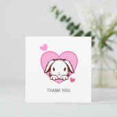 Carte De Remerciements Cute Bunny Coeur rose (Debout devant)
