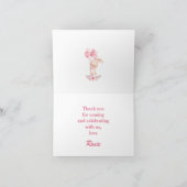 Carte De Remerciements Cute Bunny rose 1er Anniversaire Fille Printemps F (Intérieur)