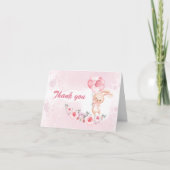 Carte De Remerciements Cute Bunny rose 1er Anniversaire Fille Printemps F (Devant)