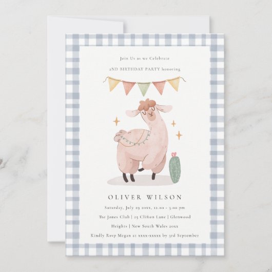 Carte De Remerciements Cute Cactus Boho Llama N'importe quel âge Annivers (Devant)