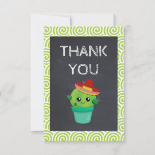 Carte De Remerciements Cute Cactus dans un Sombrero sur tableau de bord