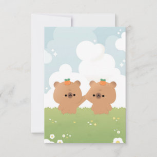 Carte De Remerciements Cute Capybara Romantique