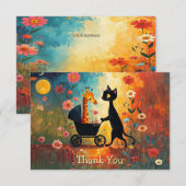 Carte De Remerciements Cute Cat Giraffe Thank You Card (Devant / Derrière)