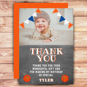 Carte De Remerciements Cute Chalkboard Basketball photo Anniversaire