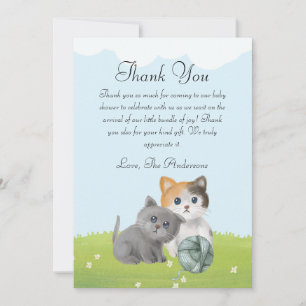 Carte De Remerciements Cute Chat Jouant Dans Le Baby shower Du Jardin
