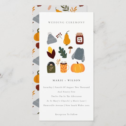 Carte De Remerciements Cute Chaud Cosy Automne Essentiel Mariage Inviter (Devant / Derrière)