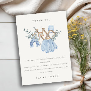 Carte De Remerciements Cute Chic Boy Baby Nursery Baby shower essentiel