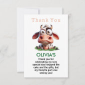 Carte De Remerciements Cute Cow Farm Animaux 2e fête d'anniversaire (Devant)