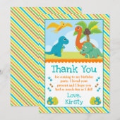 Carte De Remerciements Cute Dinosaur Amis Anniversaire de enfant (Devant / Derrière)