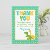 Carte De Remerciements Cute Dinosaur Boys Anniversaire (Debout devant)