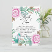 Carte De Remerciements Cute Dinosaur rose (Debout devant)