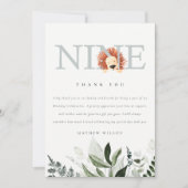 Carte De Remerciements Cute Dusky Blue Lion Foliage 9e Anniversaire (Devant)