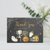 Carte De Remerciements Cute Éffrayant Ghosts Chats Halloween Baby shower  (Debout devant)