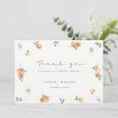 Carte De Remerciements Cute Elegant Soft Orange Vert Floral Mariage Boho (Debout devant)