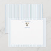 Carte De Remerciements Cute Elephant blue border Baby Boy  (Devant / Derrière)