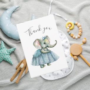Carte De Remerciements Cute Elephant Girl Baby Shower