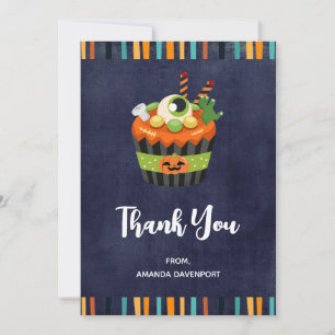 Carte De Remerciements Cute et Déplaisante Halloween Cupcake avec un Big