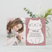 Carte De Remerciements Cute et moderne Kitten avec photo Anniversaire (Debout devant)