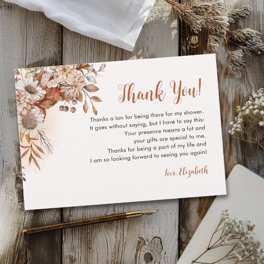 Carte De Remerciements Cute Fall Boho Bridal Shower