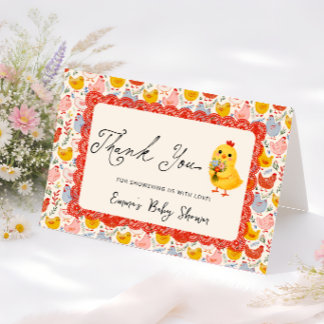 Carte De Remerciements Cute Farm Chicken Baby Shower Thank You