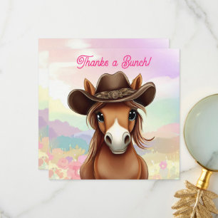 Carte De Remerciements Cute Filly en Casquette Cowboy