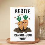 Carte De Remerciements Cute Funny Carrot Pun Best Friend Joyeux Anniversa<br><div class="desc">Vous cherchez une façon unique d'express votre amour et votre humour à votre meilleur ami? Notre drôle de carte de voeux pour carottes est le choix parfait pour un bestin à l'occasion de son anniversaire! Customisez-le en ajoutant votre propre message personnel.</div>