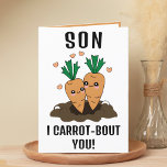 Carte De Remerciements Cute Funny Carrot Pun Son Joyeux Anniversaire<br><div class="desc">Vous cherchez une façon unique d'express votre amour et votre humour à votre enfant? Notre drôle de carte de voeux pour carottes est le choix parfait pour votre fils pour son anniversaire! Customisez-le en ajoutant votre propre message personnel.</div>