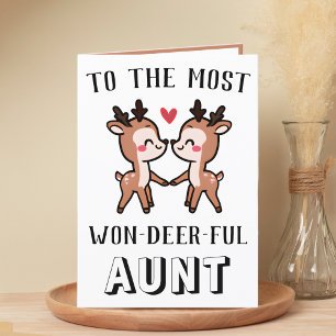 Carte De Remerciements Cute Funny Deer Buck Merveilleuse tante Anniversai