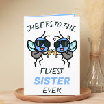 Carte De Remerciements Cute Funny Fly Pun encourage à Soeur Joyeux Annive<br><div class="desc">Vous cherchez une façon unique d'express votre amour et votre humour à votre frère ou soeur? Notre drôle de carte de voeux pour mouche est le choix parfait pour votre soeur préférée pour son anniversaire! Customisez-le en ajoutant votre propre message personnel. Le design présente une palette de couleurs bleu et...</div>