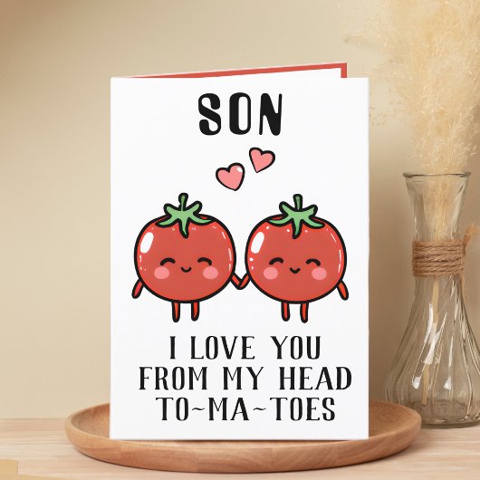 Carte De Remerciements Cute Funny Pun de tomate Son Joyeux anniversaire
