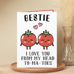 Carte De Remerciements Cute Funny Tomato Pun meilleur ami Joyeux annivers<br><div class="desc">Vous cherchez une façon unique d'express votre amour et votre humour? Notre drôle de carte de voeux de jeu de tomates est le choix parfait pour un meilleur ami à leur anniversaire! Customisez-le en ajoutant votre propre message personnel.</div>
