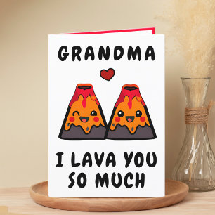 Carte De Remerciements Cute Funny Volcano Lava Grand-mère Joyeux annivers
