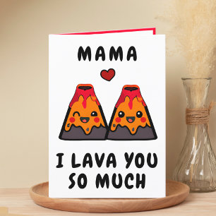Carte De Remerciements Cute Funny Volcano Lava Maman Mère Joyeux Annivers