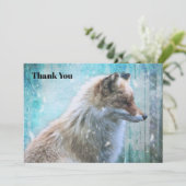 Carte De Remerciements Cute Furry Fox sur Blue Grunge Arrière - plan (Debout devant)