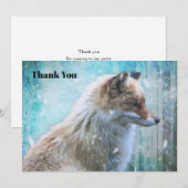 Carte De Remerciements Cute Furry Fox sur Blue Grunge Arrière - plan (Devant / Derrière)