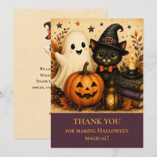 Carte De Remerciements Cute Ghost Chat Noir Halloween