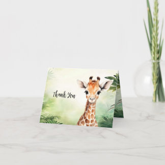 Carte De Remerciements Cute Giraffe Jungle Baby shower Party Belle