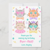 Carte De Remerciements Cute Girly rose Purr-fect Kitty Chat fête d'annive (Devant)