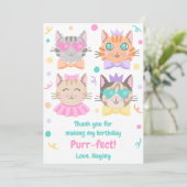 Carte De Remerciements Cute Girly rose Purr-fect Kitty Chat fête d'annive (Debout devant)