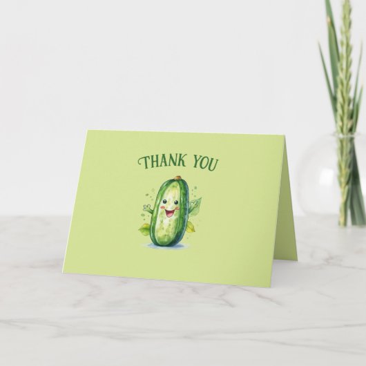 Carte De Remerciements Cute Green Cartoon Pickle (Devant)